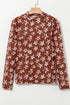 All American Star Print Long Sleeve Sheer Mock Neck Layering Top